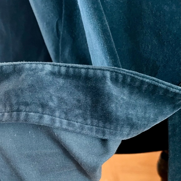 LL Bean Women's Teal Button Front Velvet Soft Cotton SZ M Blouse Top Shirt Cozy - Picture 14 of 17
